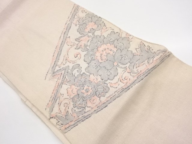 JAPANESE KIMONO / NAGOYA OBI / WOVEN RHOMBUS & ARABESQUE FLOWER 